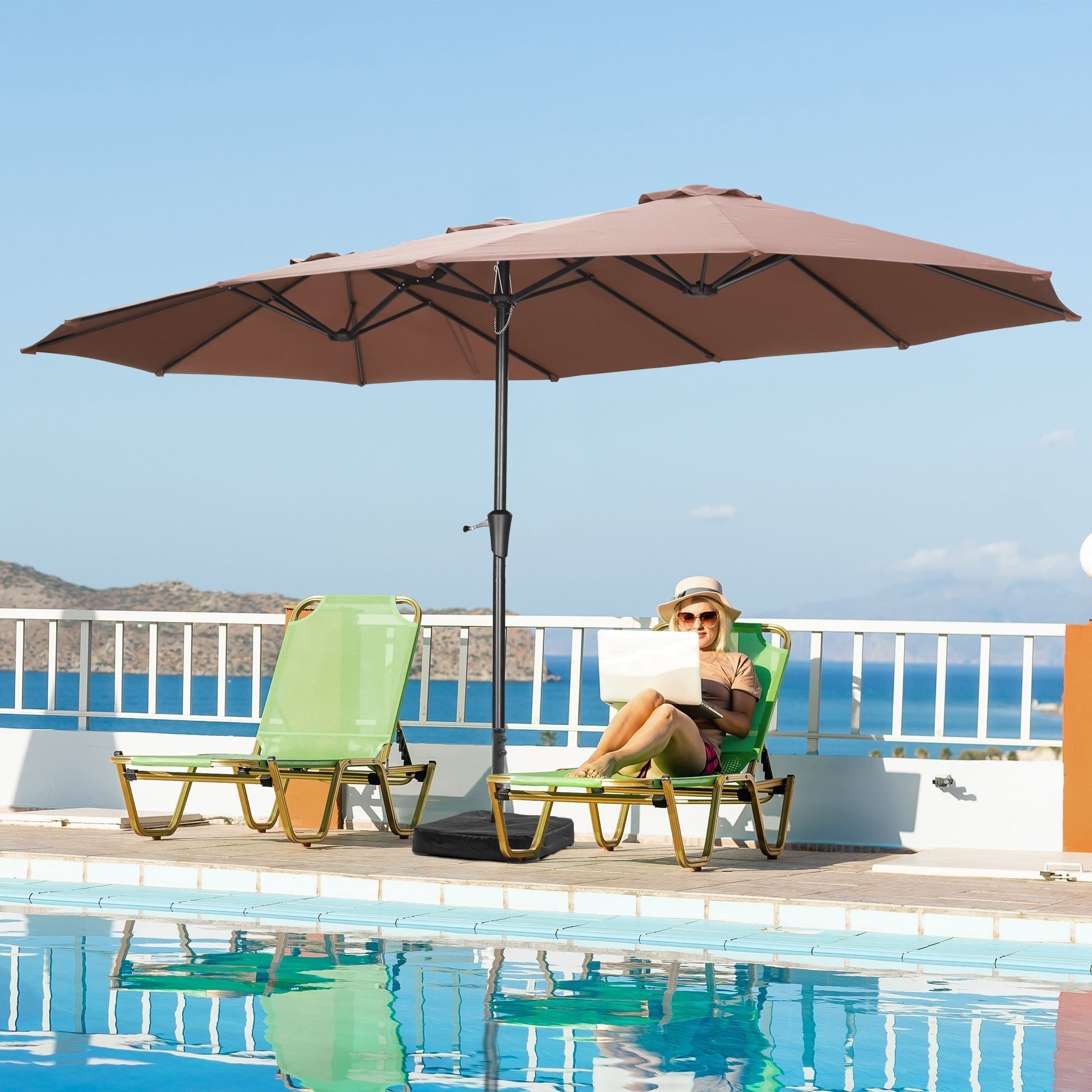 Autlaycil 13Ft Retangle Patio Umbrella Extra-Large Outdoor Umbrella No Base