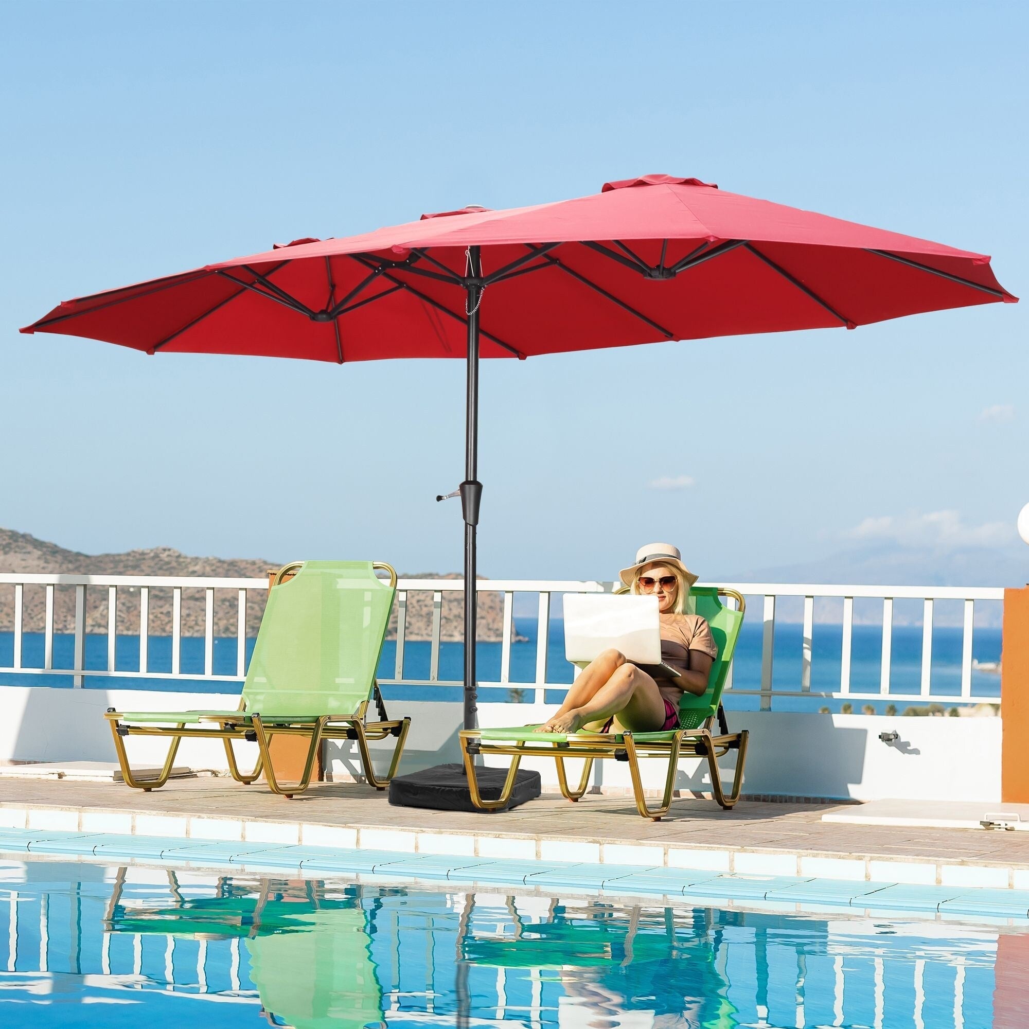 Parasol de patio rectangulaire Autlaycil de 13 pieds, très grand parasol d'extérieur sans base