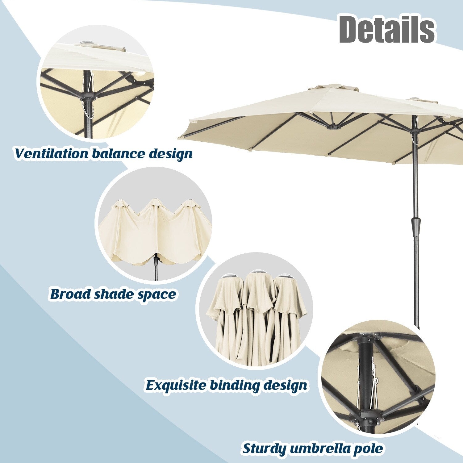 Autlaycil 13Ft Retangle Patio Umbrella Extra-Large Outdoor Umbrella No Base