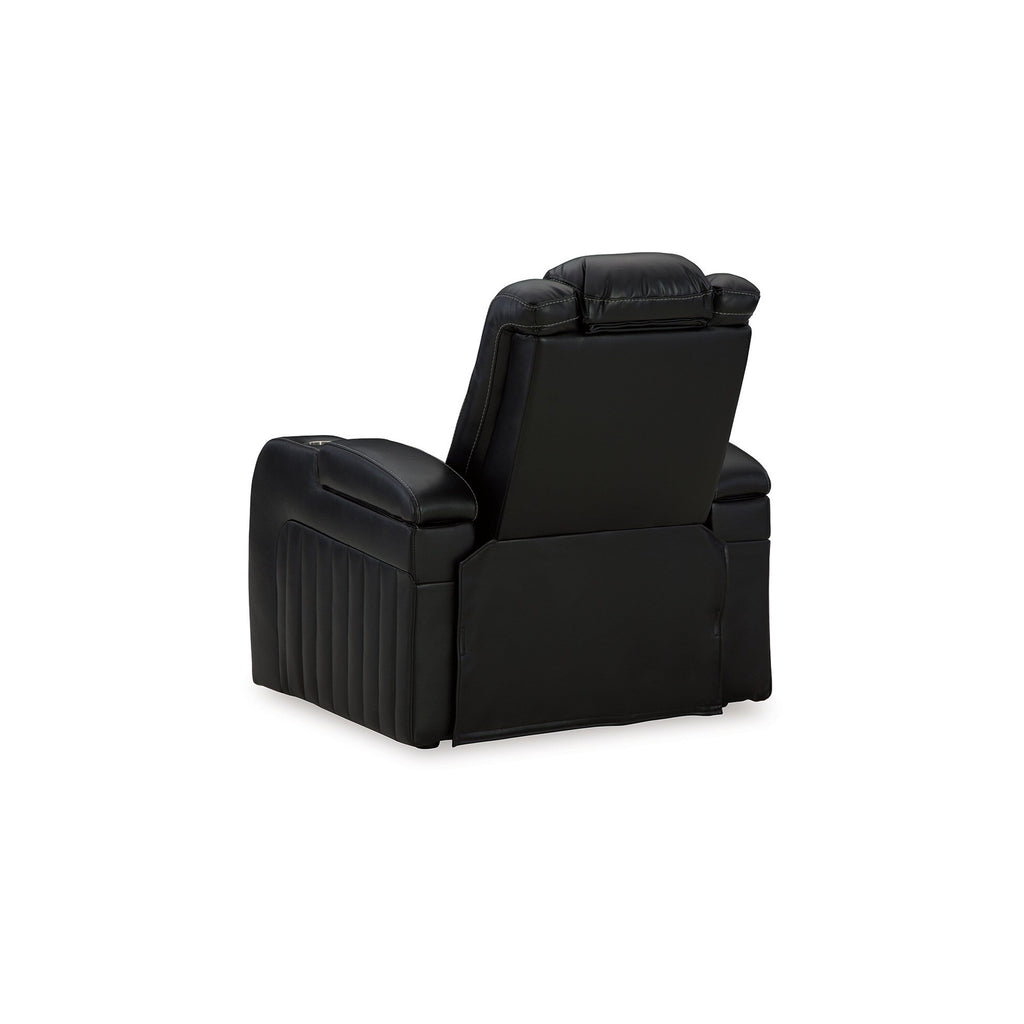 Fauteuil inclinable électrique Aven, caractéristiques haut de gamme, similicuir bleu nuit