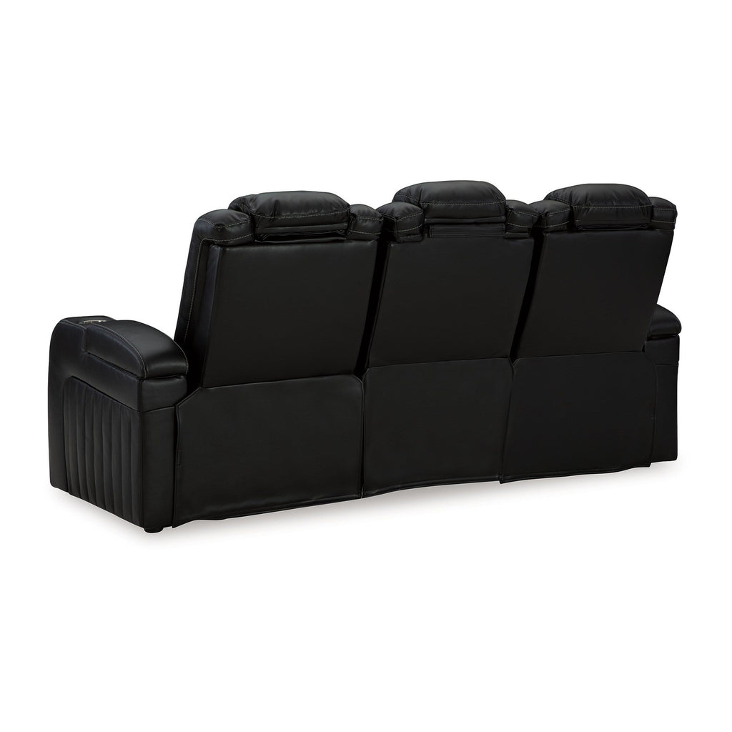 Canapé inclinable électrique Aven, LED, similicuir bleu nuit, 86 pouces