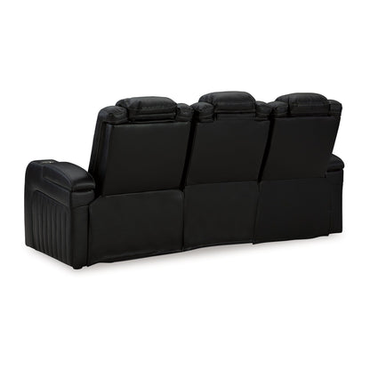 Canapé inclinable électrique Aven, LED, similicuir bleu nuit, 86 pouces