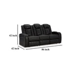 Canapé inclinable électrique Aven, LED, similicuir bleu nuit, 86 pouces