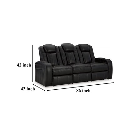 Canapé inclinable électrique Aven, LED, similicuir bleu nuit, 86 pouces