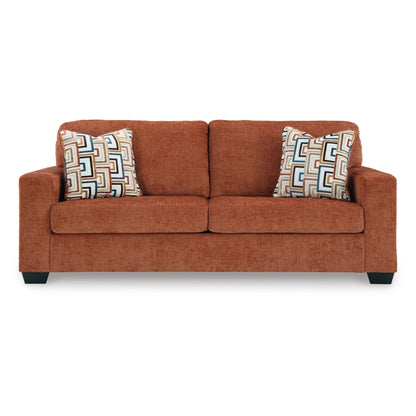 Canapé-lit Queen Avie, 2 coussins décoratifs, polyester orange, 85 pouces