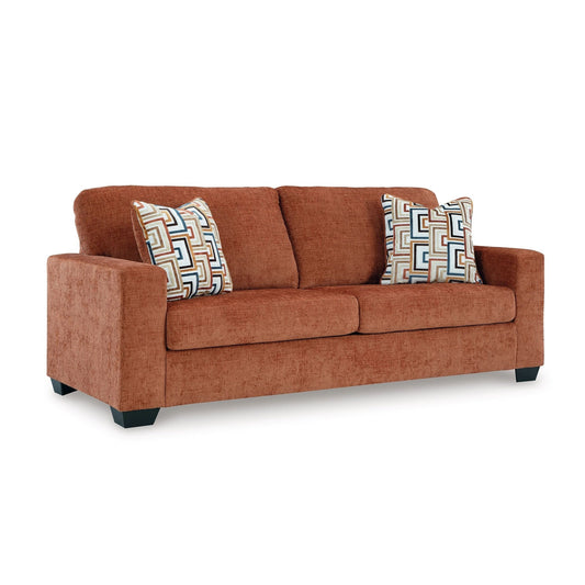 Canapé-lit Queen Avie, 2 coussins décoratifs, polyester orange, 85 pouces