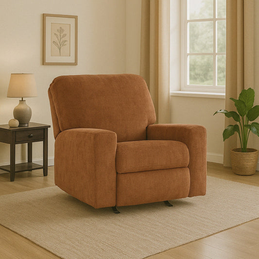 Fauteuil inclinable à bascule Avie, mouvement doux, polyester orange brûlé