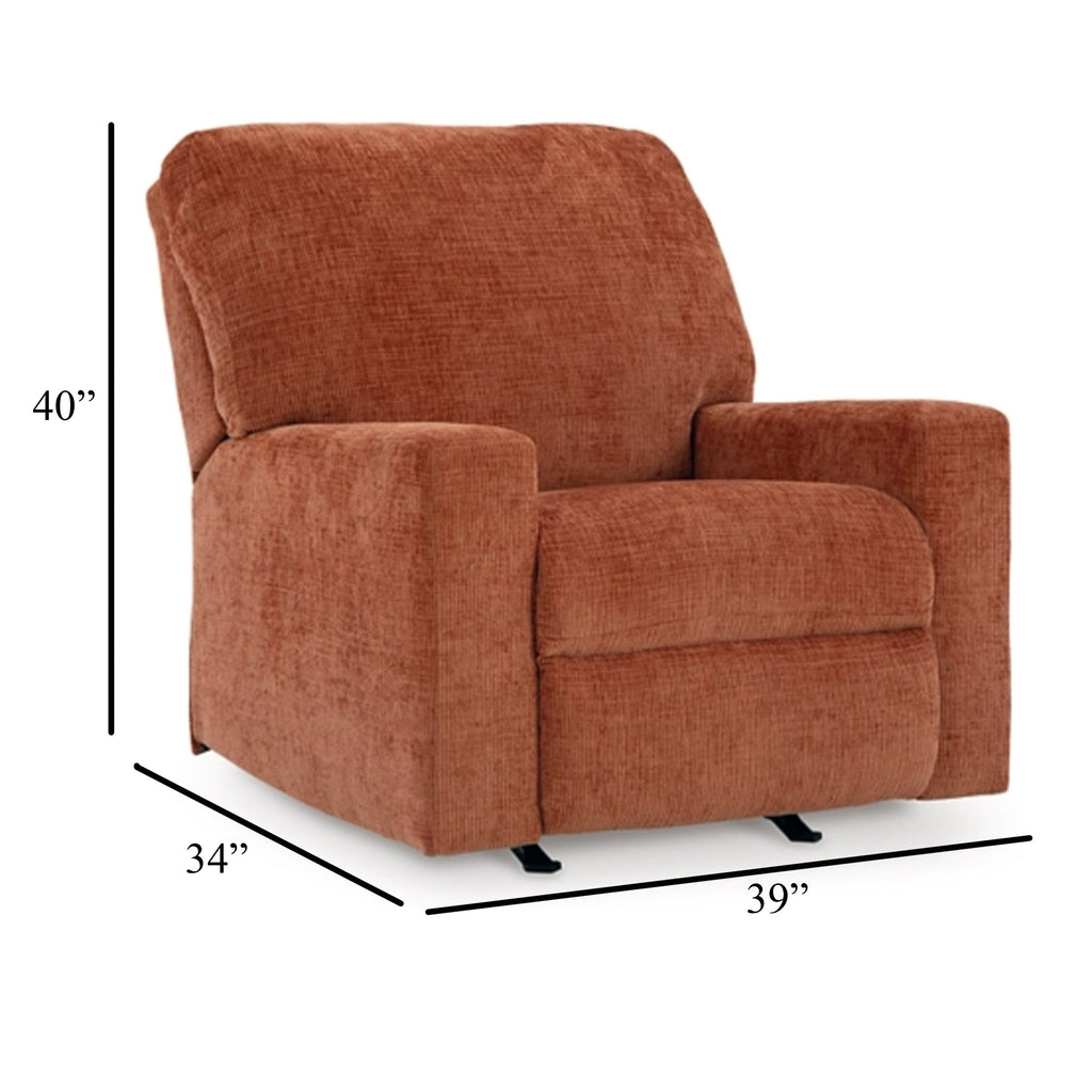 Fauteuil inclinable à bascule Avie, mouvement doux, polyester orange brûlé