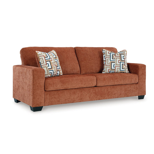 Canapé Avie, 2 coussins décoratifs, 85 pouces, polyester orange brûlé doux