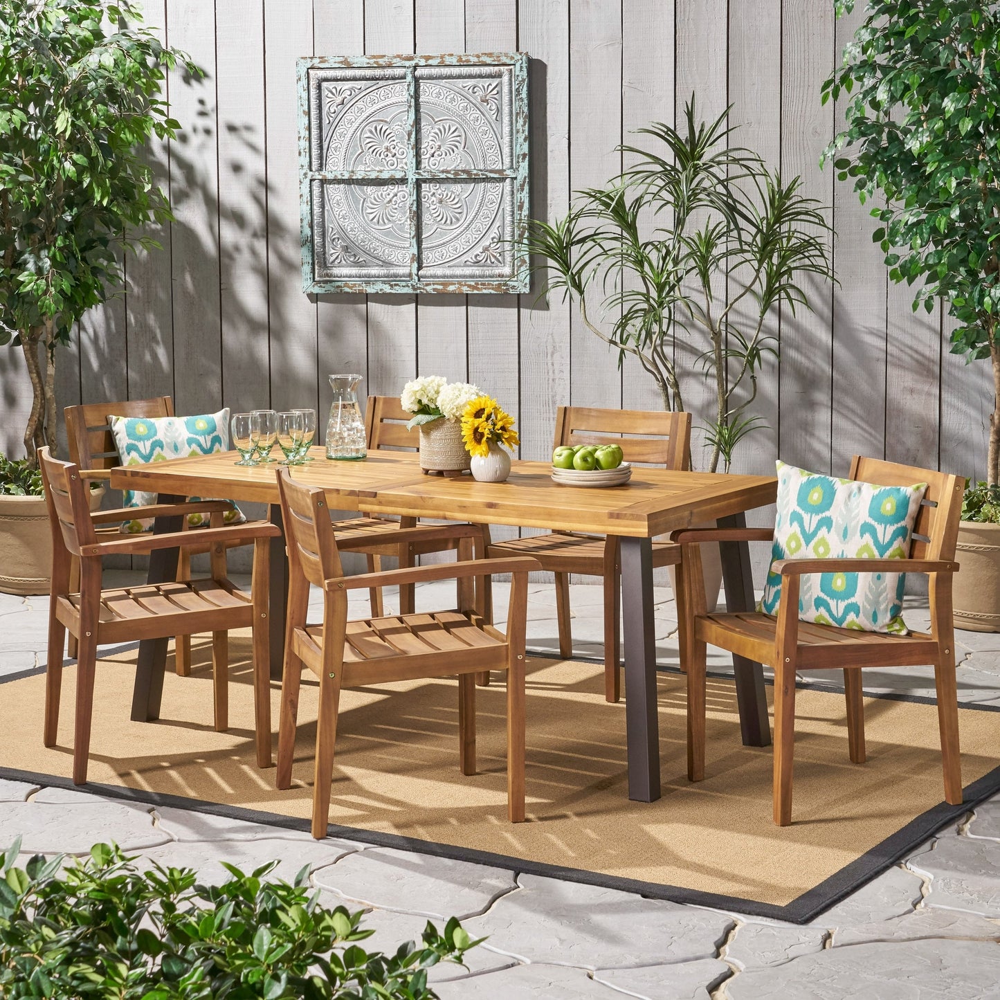 Ensemble de salle à manger d'extérieur 7 pièces en acacia Avon par Christopher Knight Home