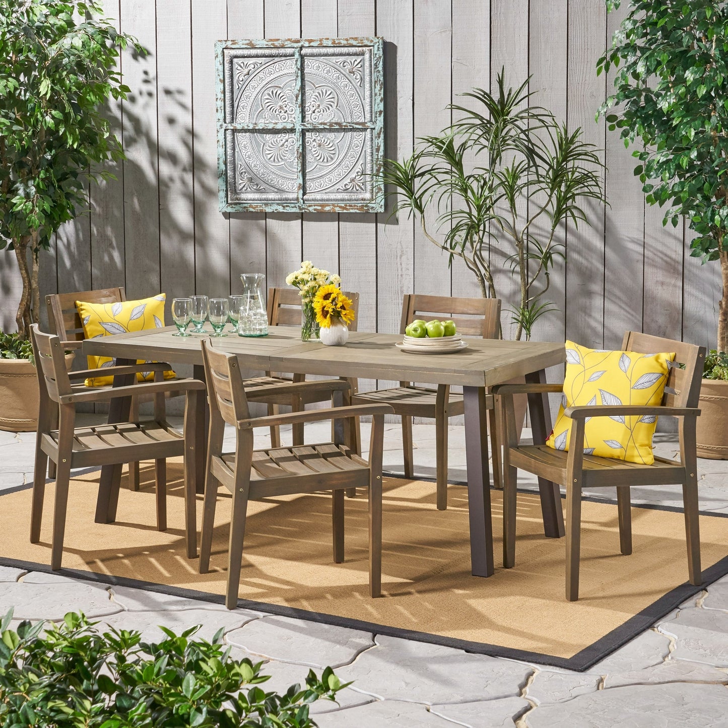 Ensemble de salle à manger d'extérieur 7 pièces en acacia Avon par Christopher Knight Home