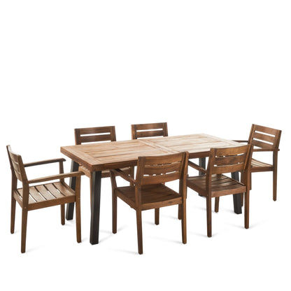 Ensemble de salle à manger d'extérieur 7 pièces en acacia Avon par Christopher Knight Home