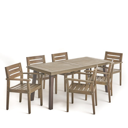 Ensemble de salle à manger d'extérieur 7 pièces en acacia Avon par Christopher Knight Home