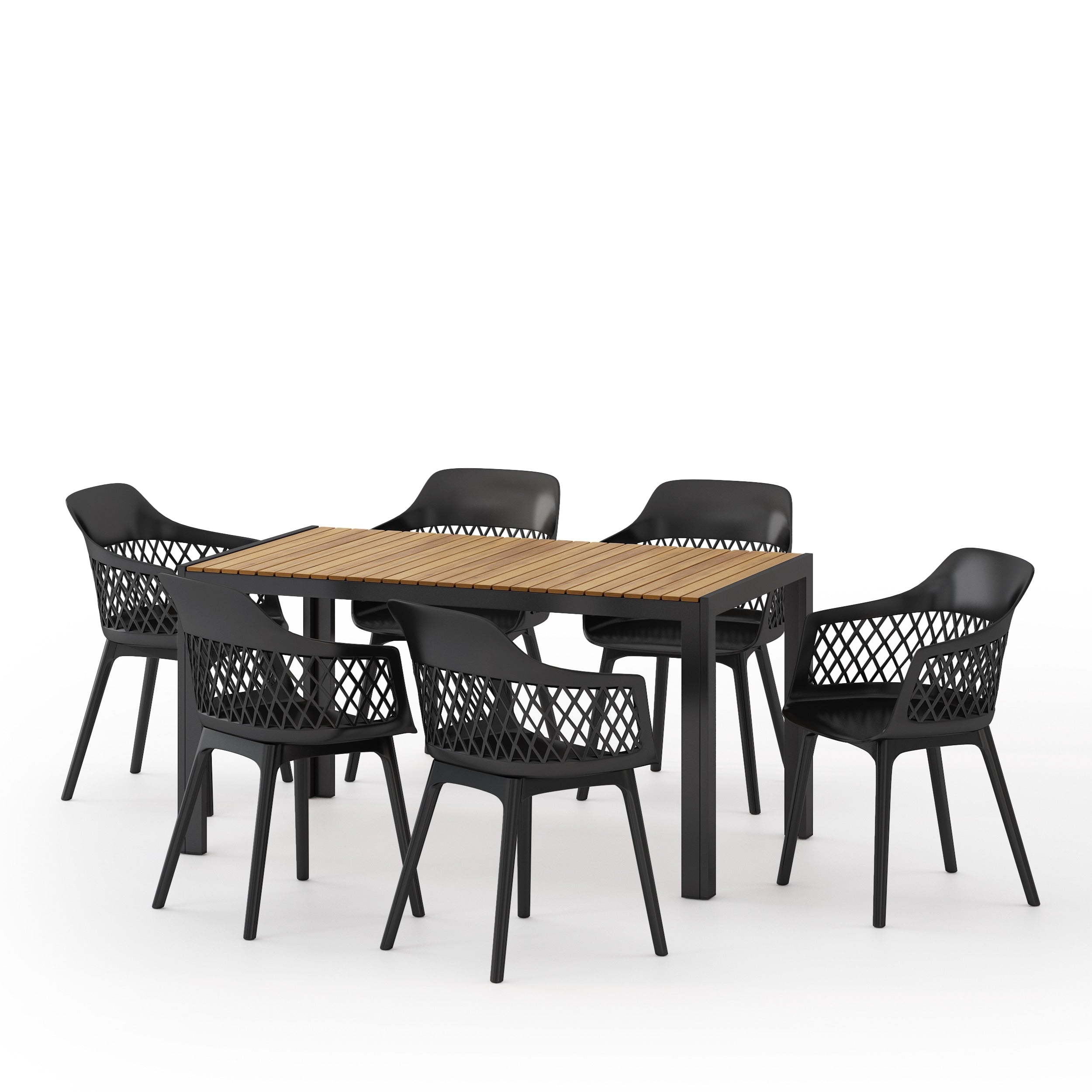 Ensemble de salle à manger d'extérieur Azalea en bois et résine, 7 pièces, par Christopher Knight Home