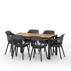Ensemble de salle à manger d'extérieur Azalea en bois et résine, 7 pièces, par Christopher Knight Home