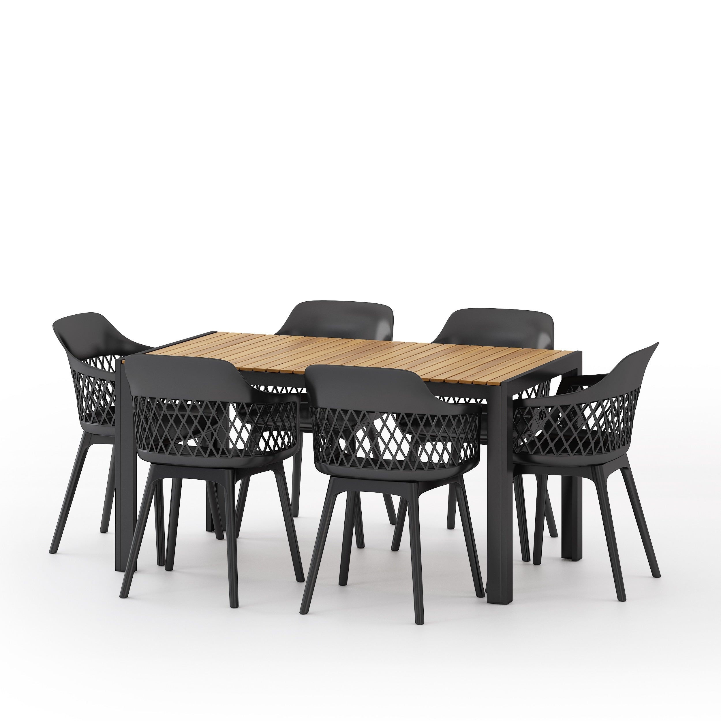 Ensemble de salle à manger d'extérieur Azalea en bois et résine, 7 pièces, par Christopher Knight Home