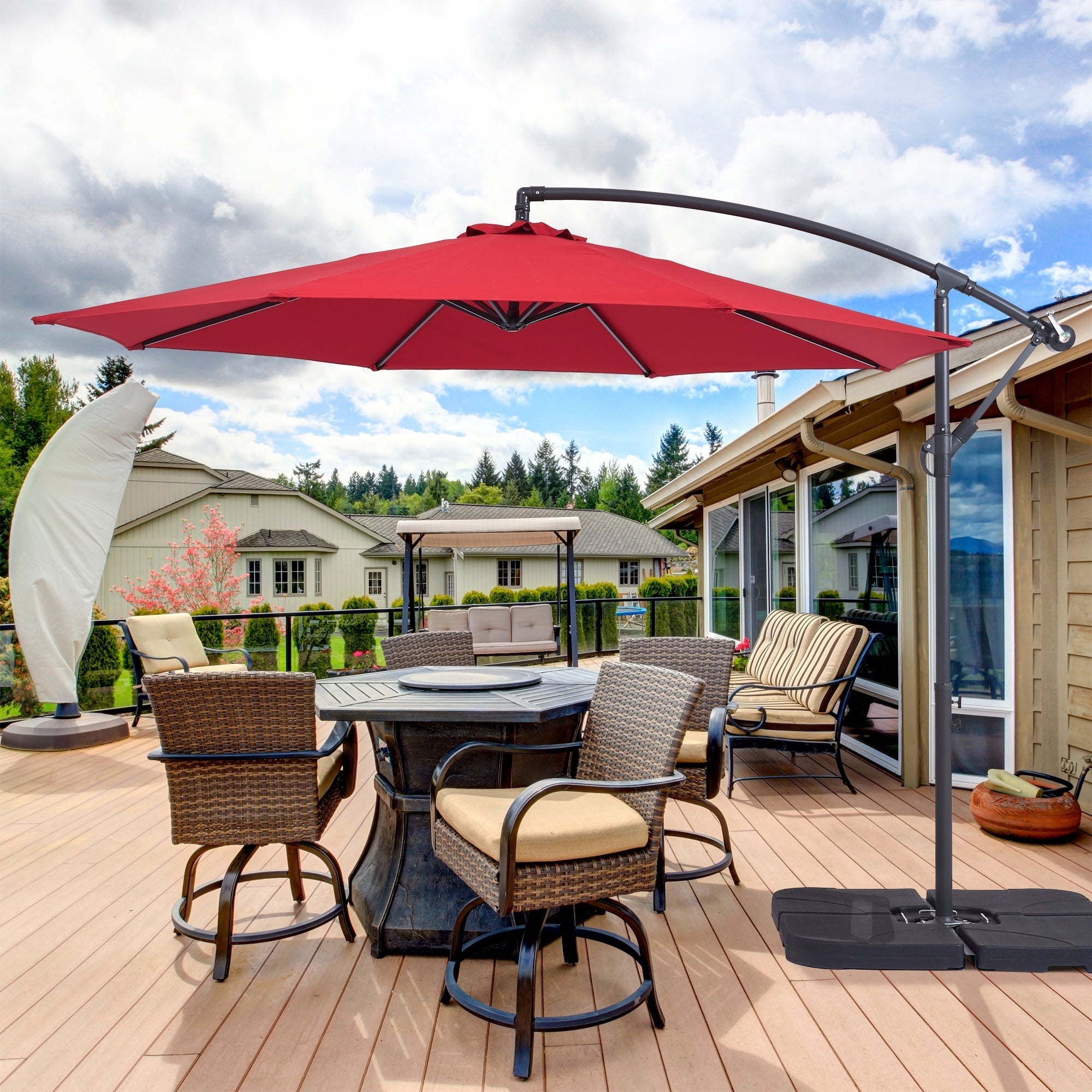 BONOSUKI 10ft Patio Offset Umbrella Outdoor Hanging Umbrella