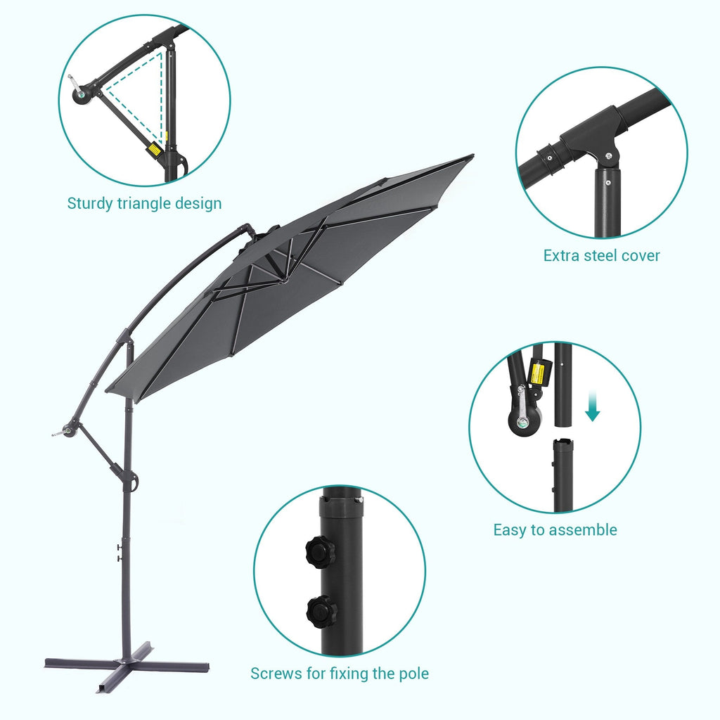 BONOSUKI 10ft Patio Offset Umbrella Outdoor Hanging Umbrella