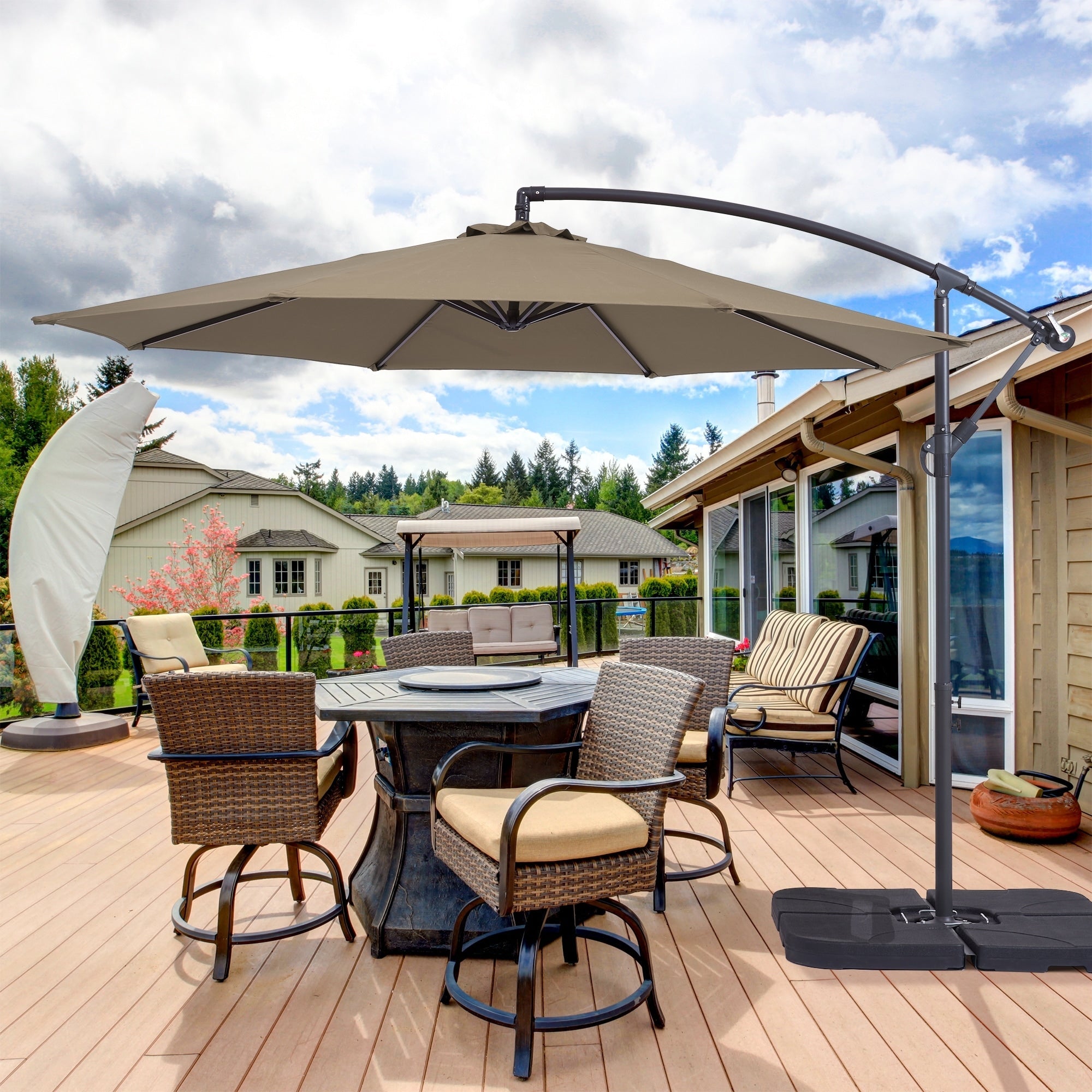 BONOSUKI 10ft Patio Offset Umbrella Outdoor Hanging Umbrella
