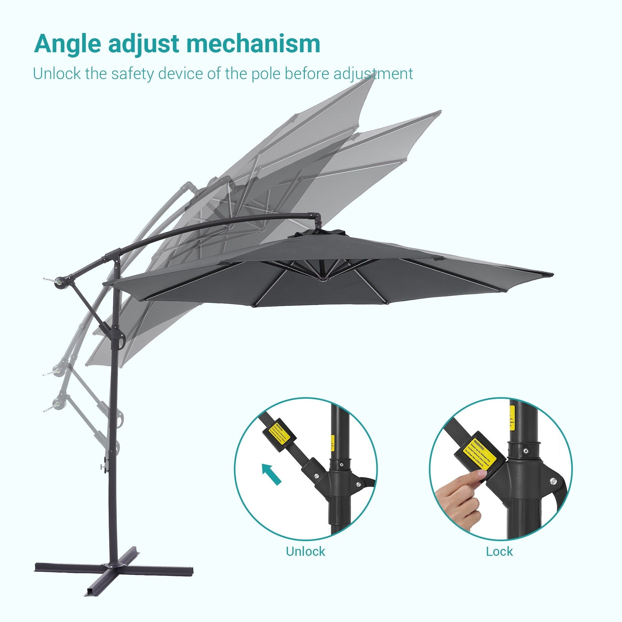 BONOSUKI 10ft Patio Offset Umbrella Outdoor Hanging Umbrella