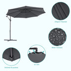 BONOSUKI 10ft Patio Offset Umbrella Outdoor Hanging Umbrella