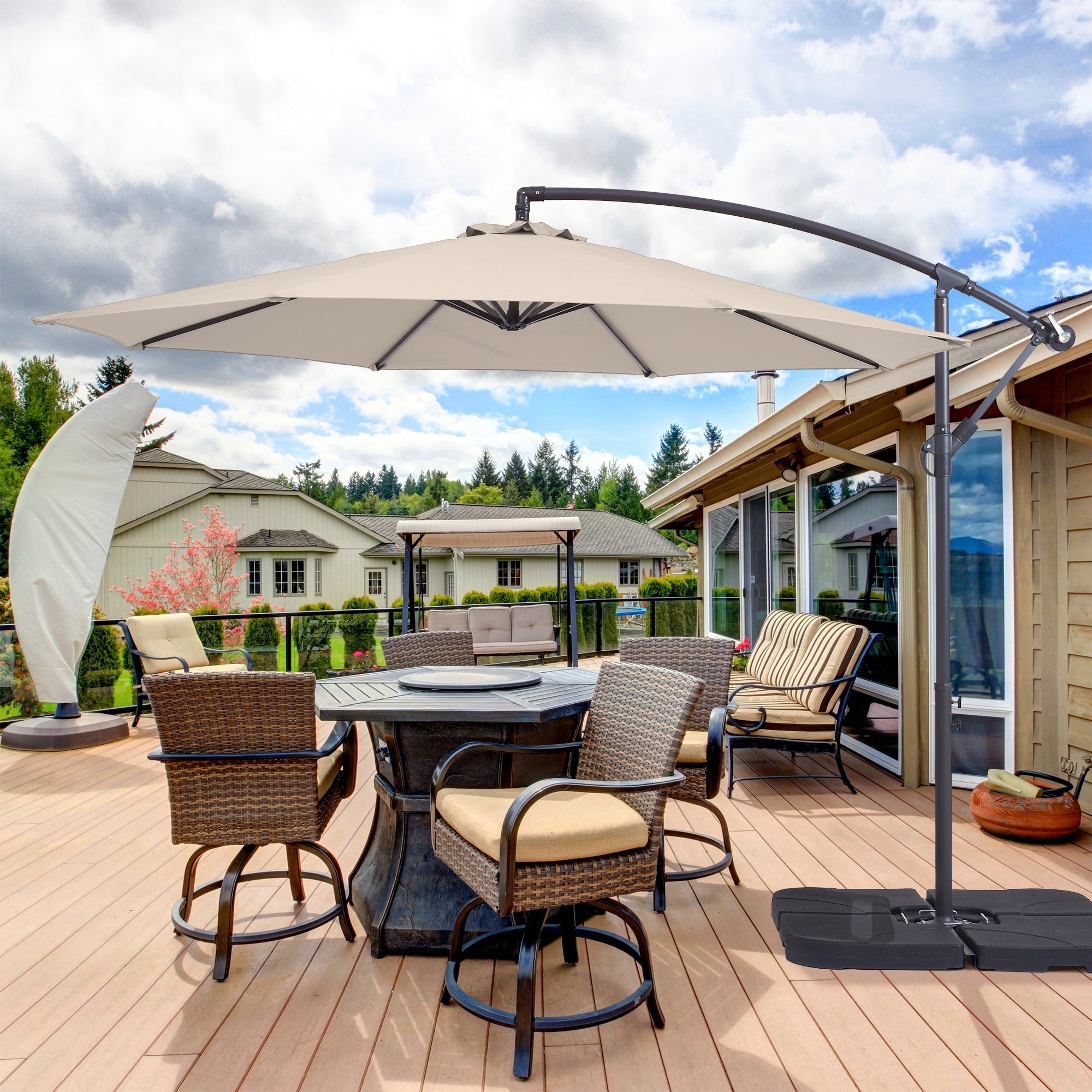 Parasol de terrasse décalé BONOSUKI de 10 pieds, parasol suspendu d'extérieur