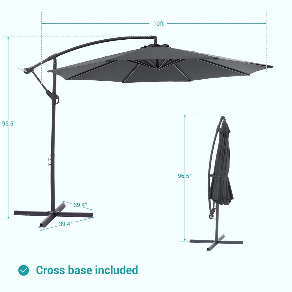 BONOSUKI 10ft Patio Offset Umbrella Outdoor Hanging Umbrella