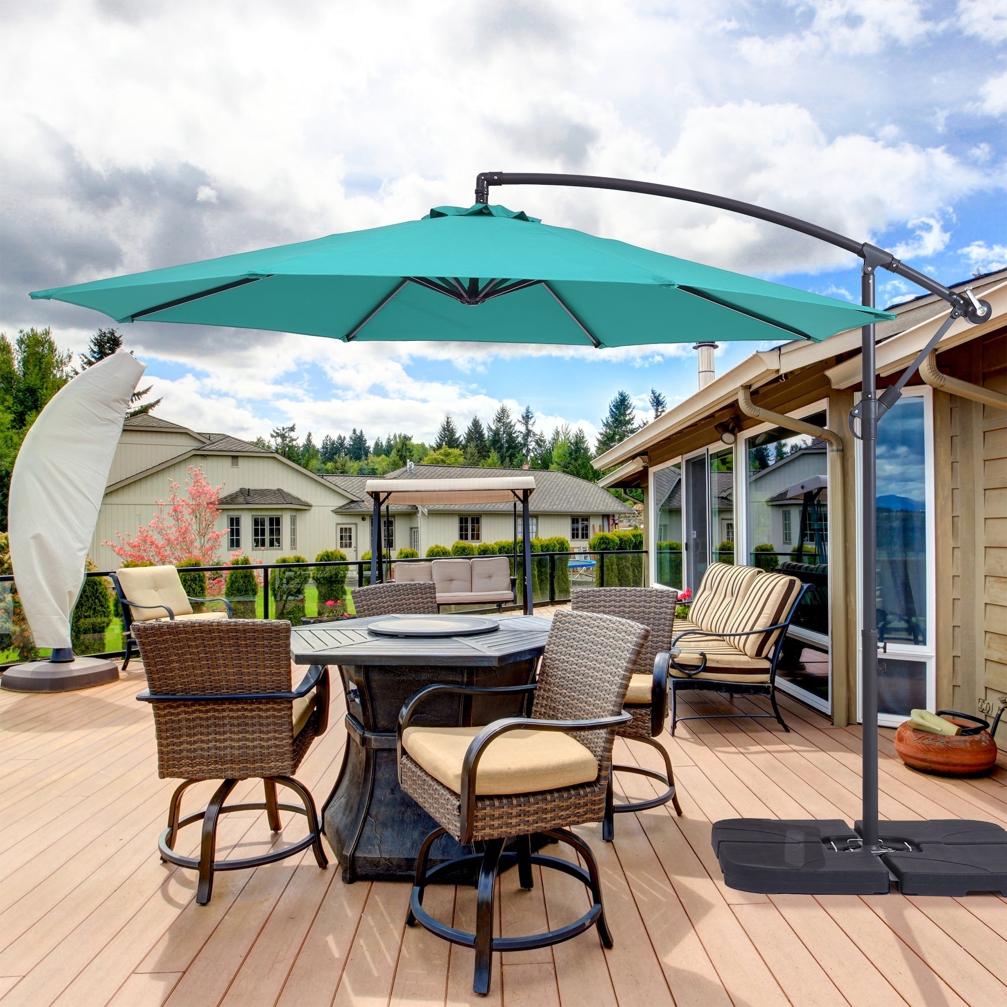 BONOSUKI 10ft Patio Offset Umbrella Outdoor Hanging Umbrella