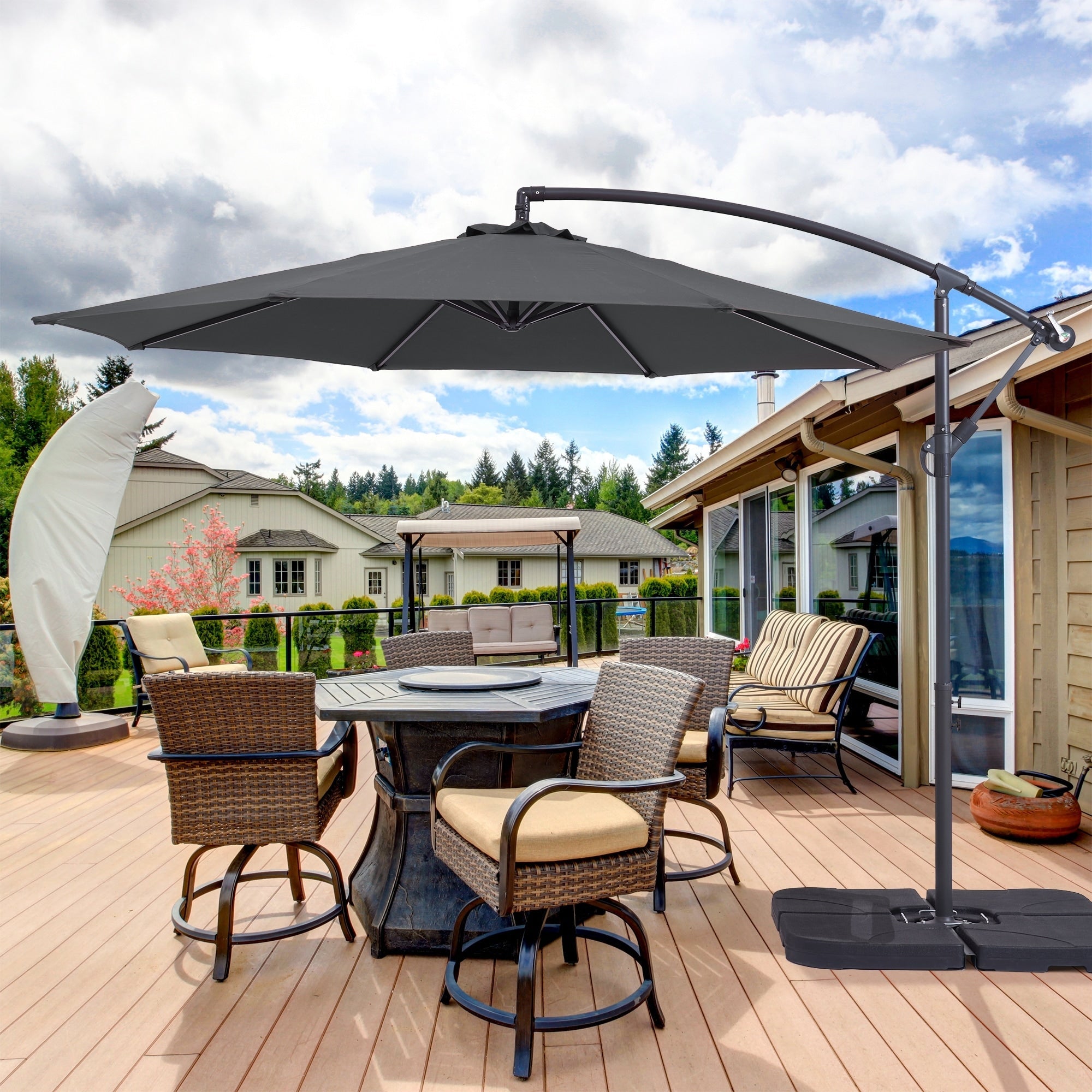 Parasol de terrasse décalé BONOSUKI de 10 pieds, parasol suspendu d'extérieur