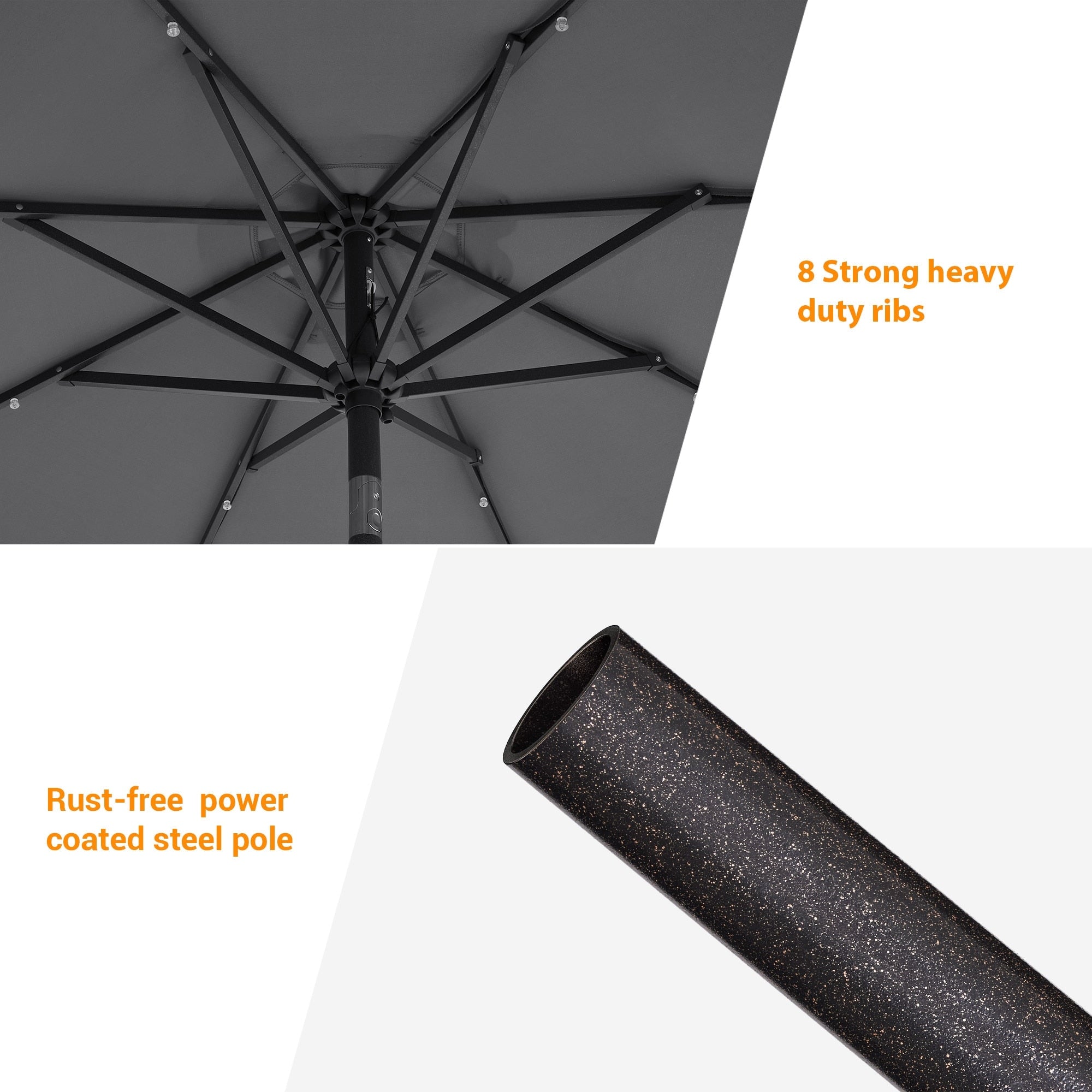 Parasol de marché à LED BONOSUKI de 9 pieds, parasol de table pour terrasse extérieure