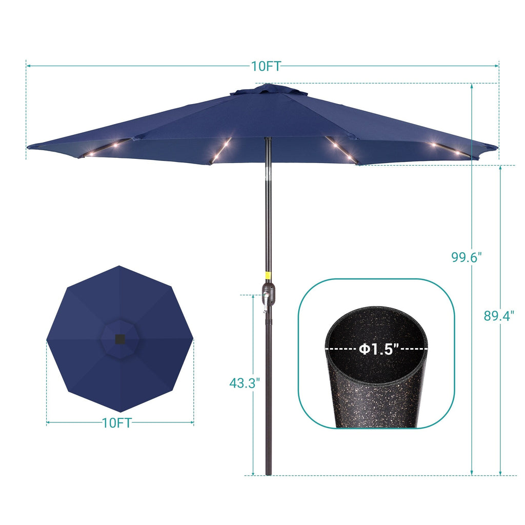 BONOSUKI LED Patio 9Ft Market Umbrella,Outside Deck Table Umbrella
