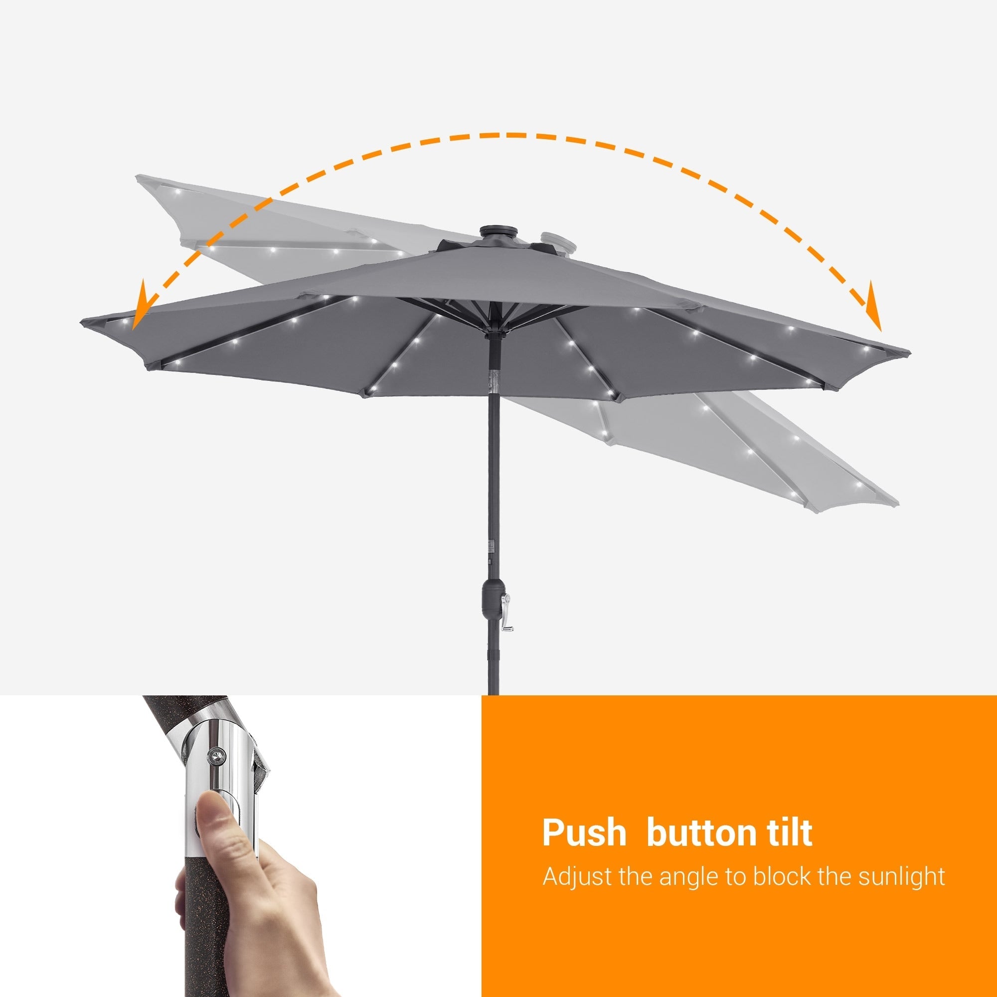 Parasol de marché à LED BONOSUKI de 9 pieds, parasol de table pour terrasse extérieure
