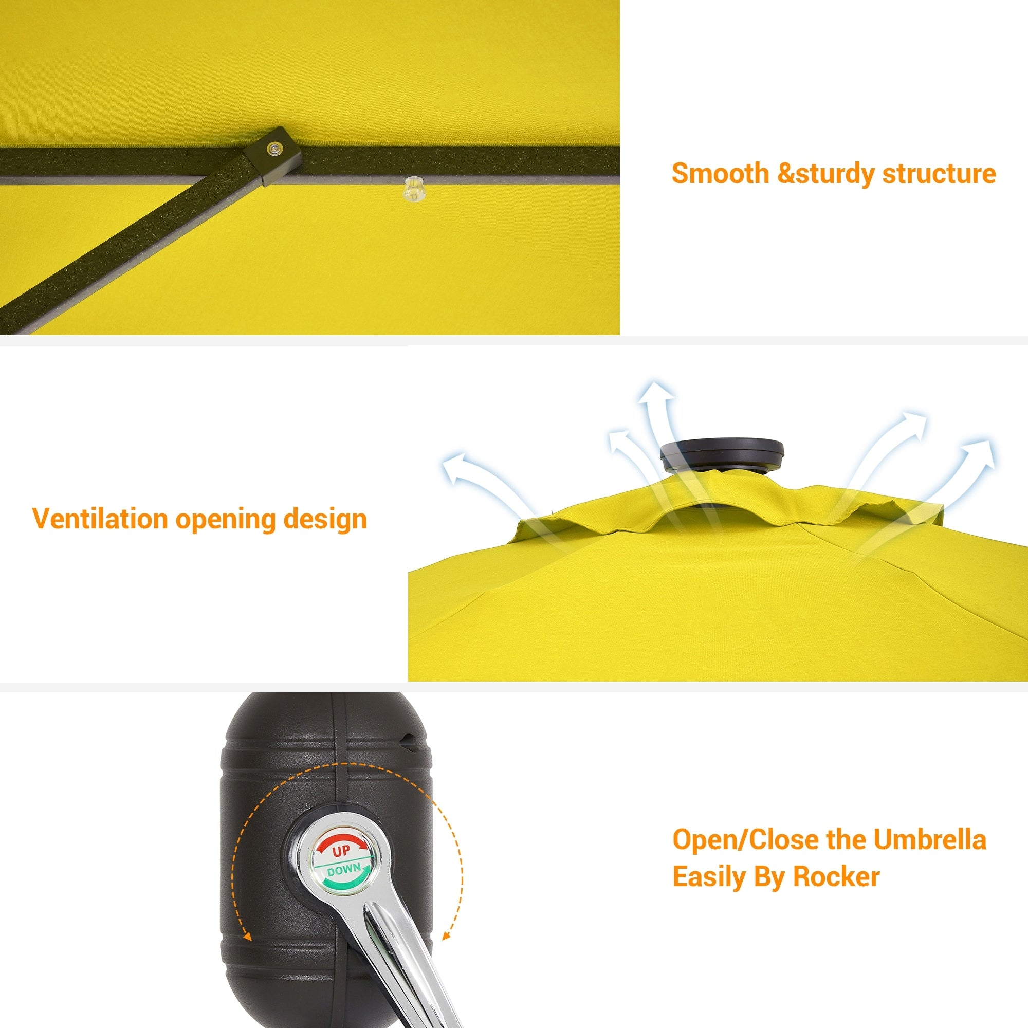 Parasol de marché à LED BONOSUKI de 9 pieds, parasol de table pour terrasse extérieure