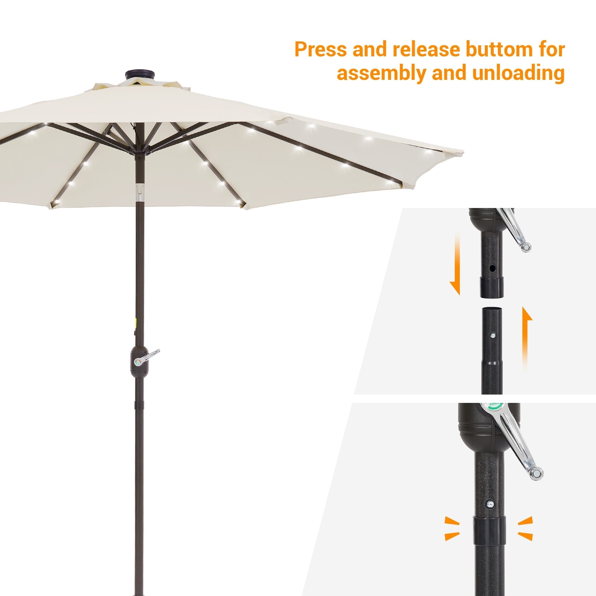 Parasol de marché à LED BONOSUKI de 9 pieds, parasol de table pour terrasse extérieure