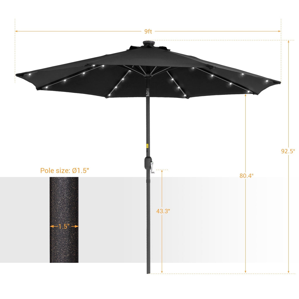 BONOSUKI LED Patio 9Ft Market Umbrella,Outside Deck Table Umbrella