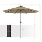 BONOSUKI LED Patio 9Ft Market Umbrella,Outside Deck Table Umbrella