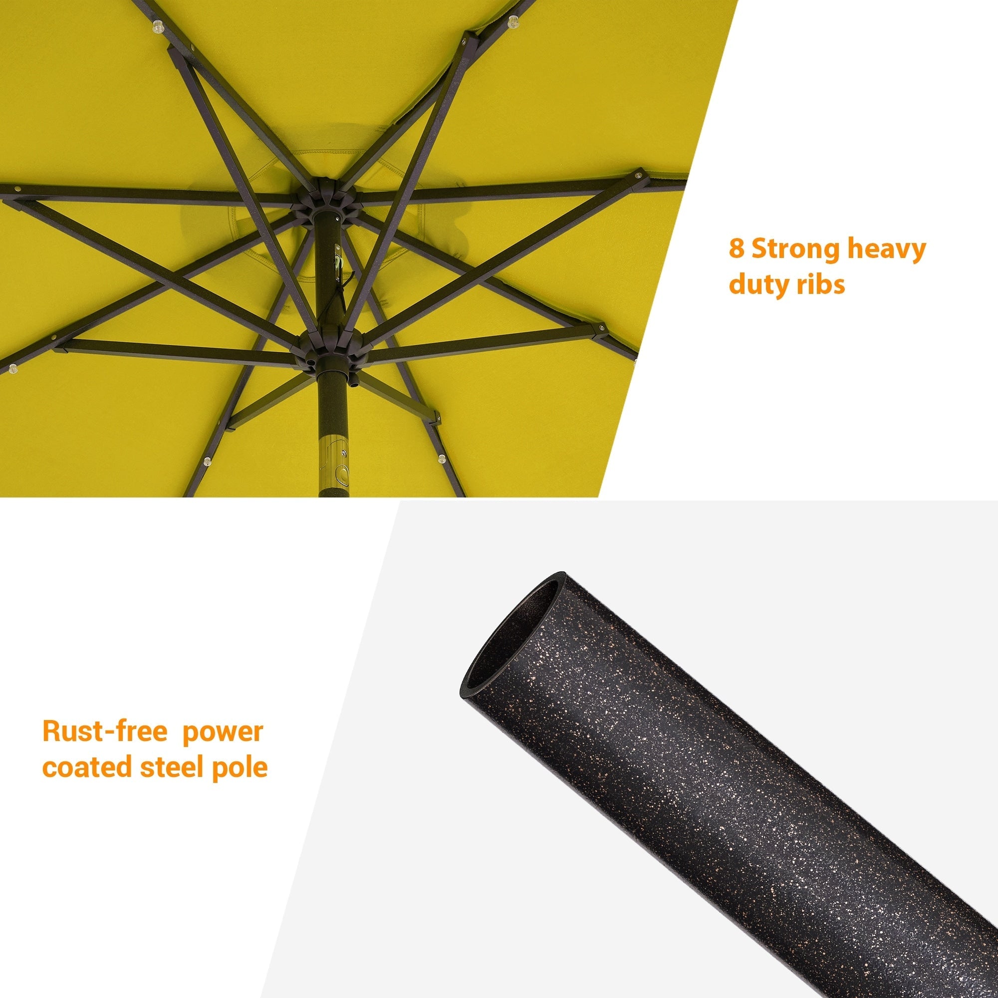 Parasol de marché à LED BONOSUKI de 9 pieds, parasol de table pour terrasse extérieure