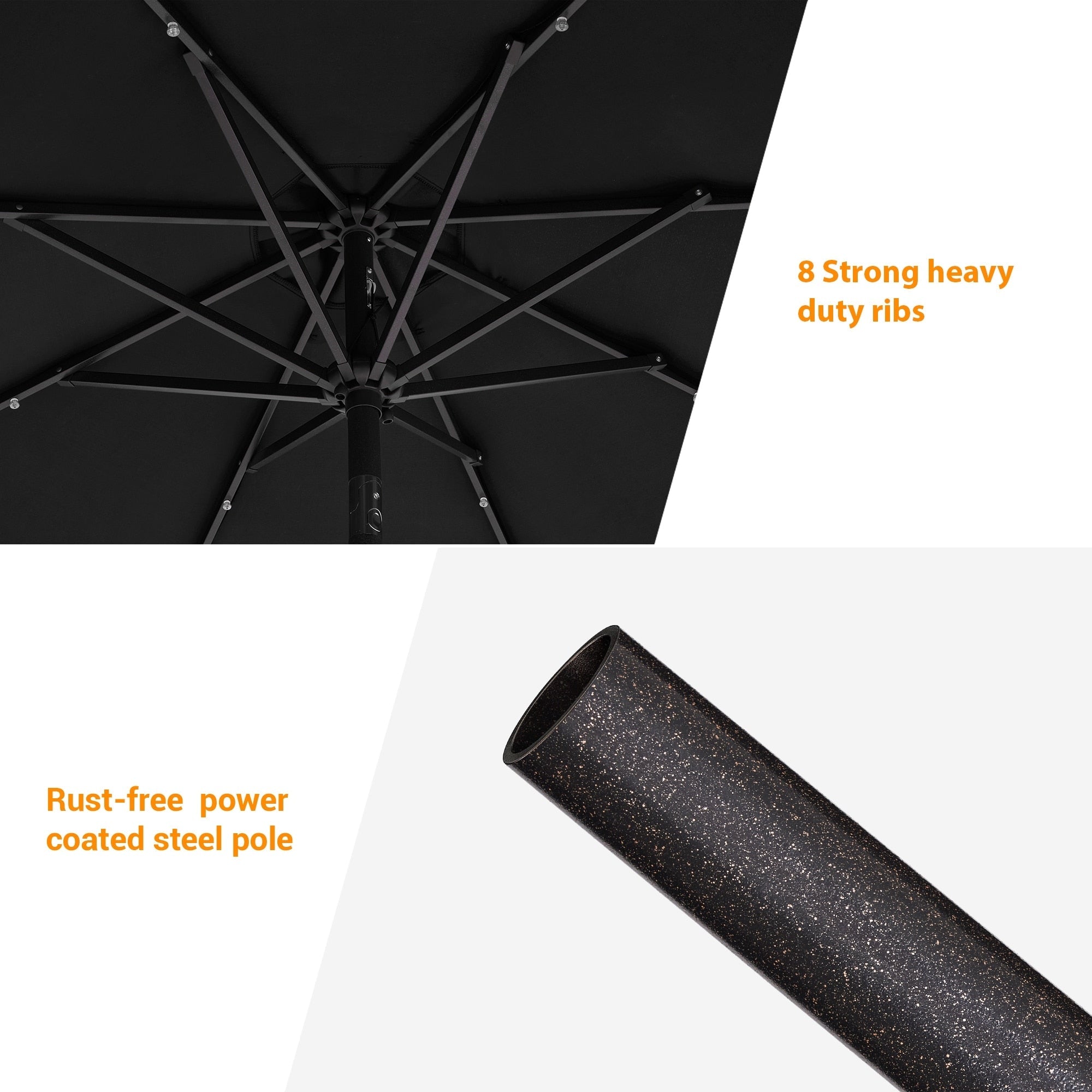 BONOSUKI LED Patio 9Ft Market Umbrella,Outside Deck Table Umbrella