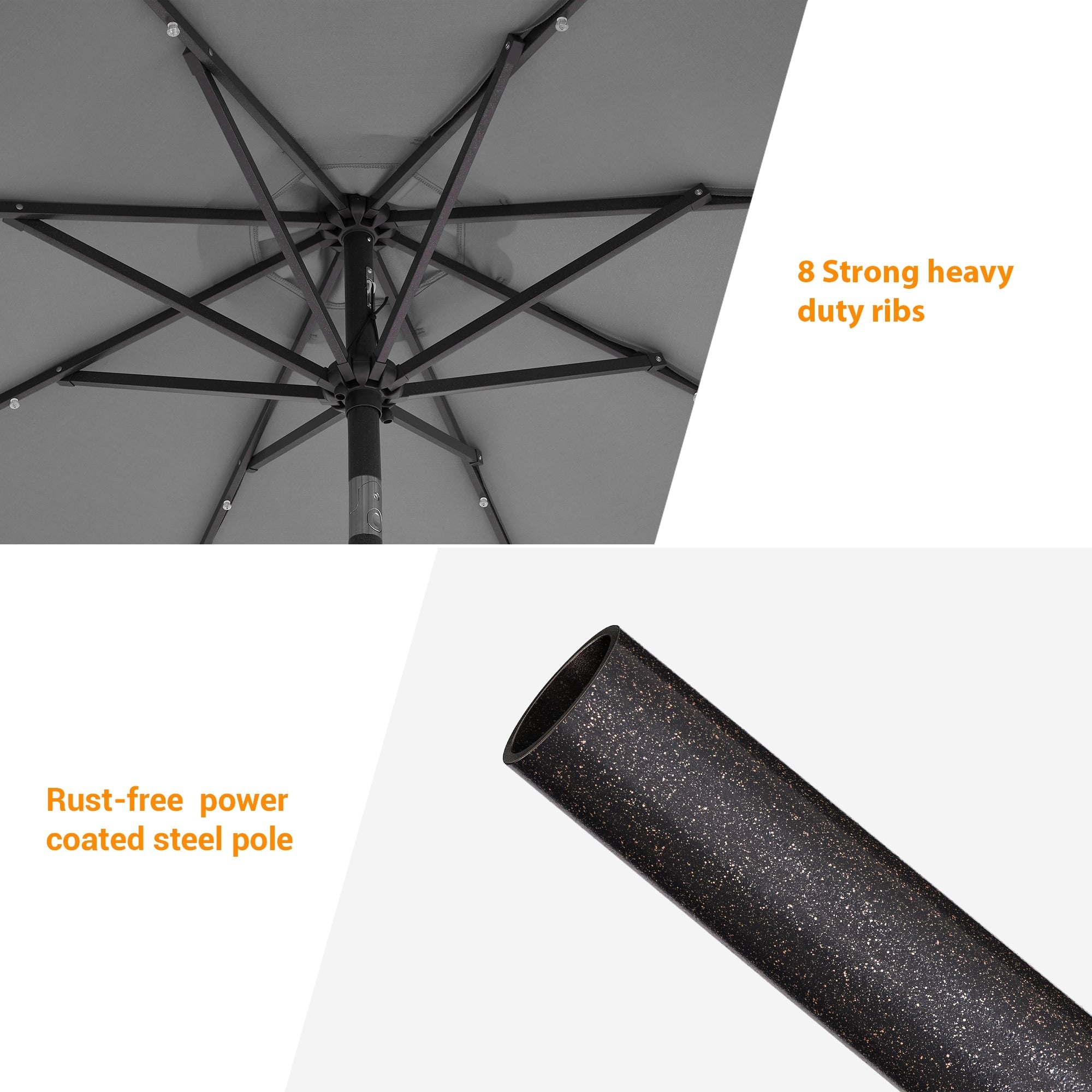 Parasol de marché à LED BONOSUKI de 9 pieds, parasol de table pour terrasse extérieure