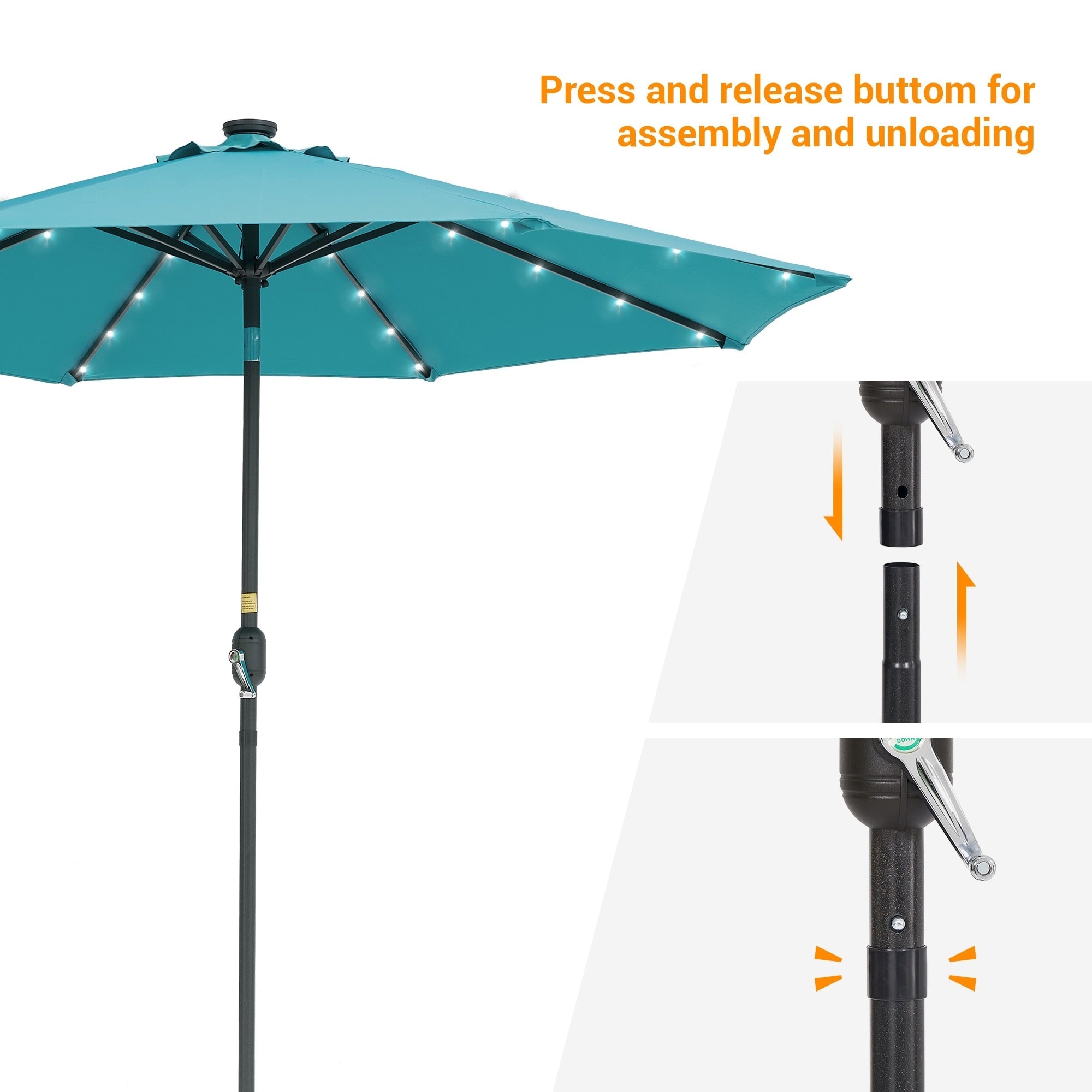 BONOSUKI LED Patio 9Ft Market Umbrella,Outside Deck Table Umbrella