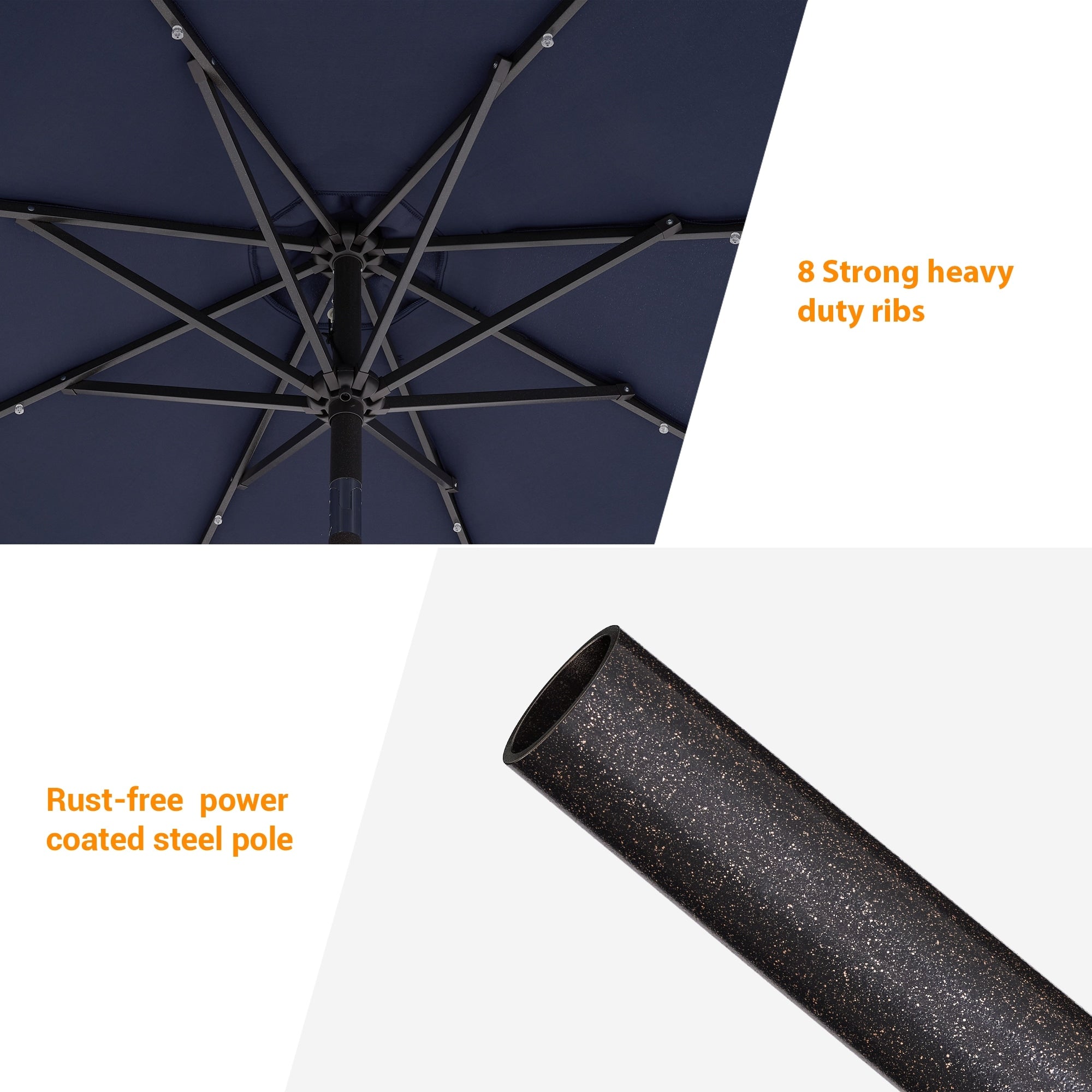 Parasol de marché à LED BONOSUKI de 9 pieds, parasol de table pour terrasse extérieure