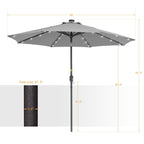 BONOSUKI LED Patio 9Ft Market Umbrella,Outside Deck Table Umbrella