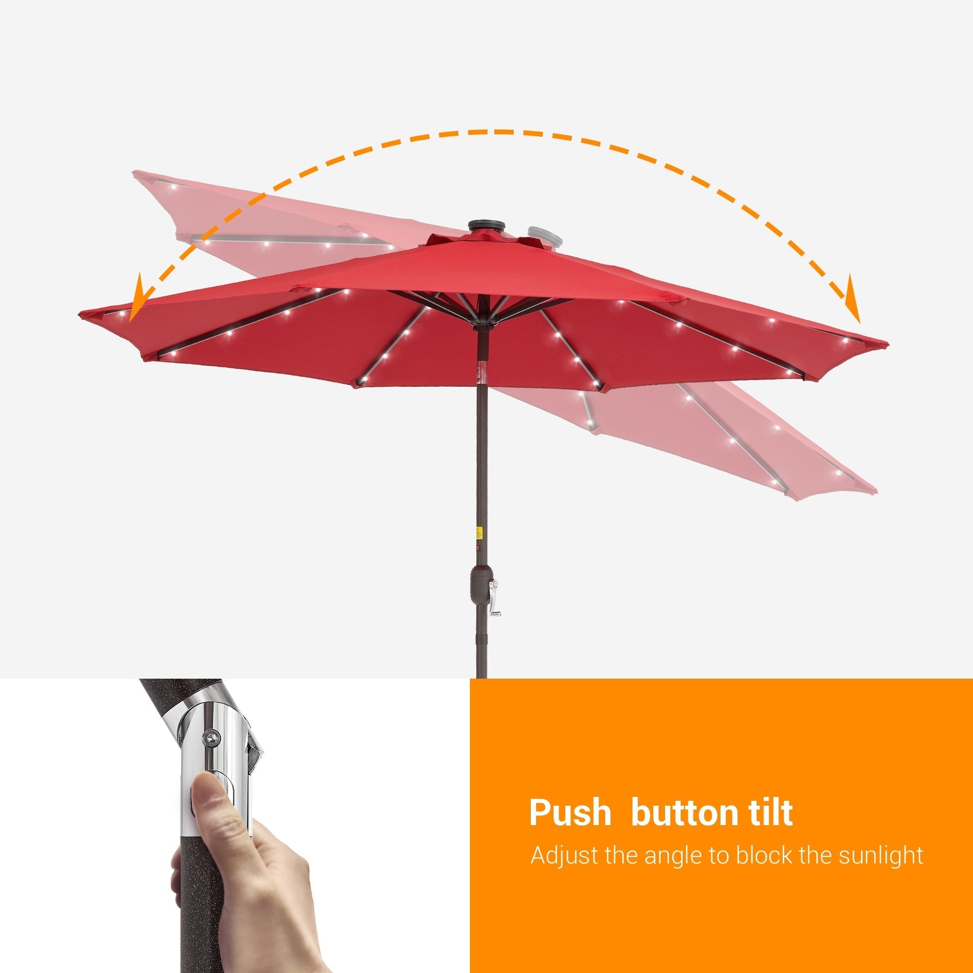 Parasol de marché à LED BONOSUKI de 9 pieds, parasol de table pour terrasse extérieure