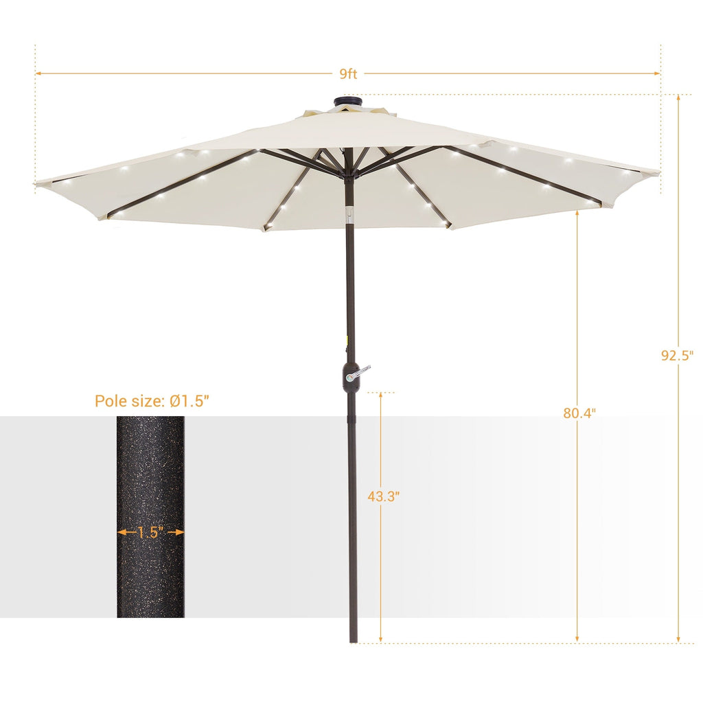 BONOSUKI LED Patio 9Ft Market Umbrella,Outside Deck Table Umbrella