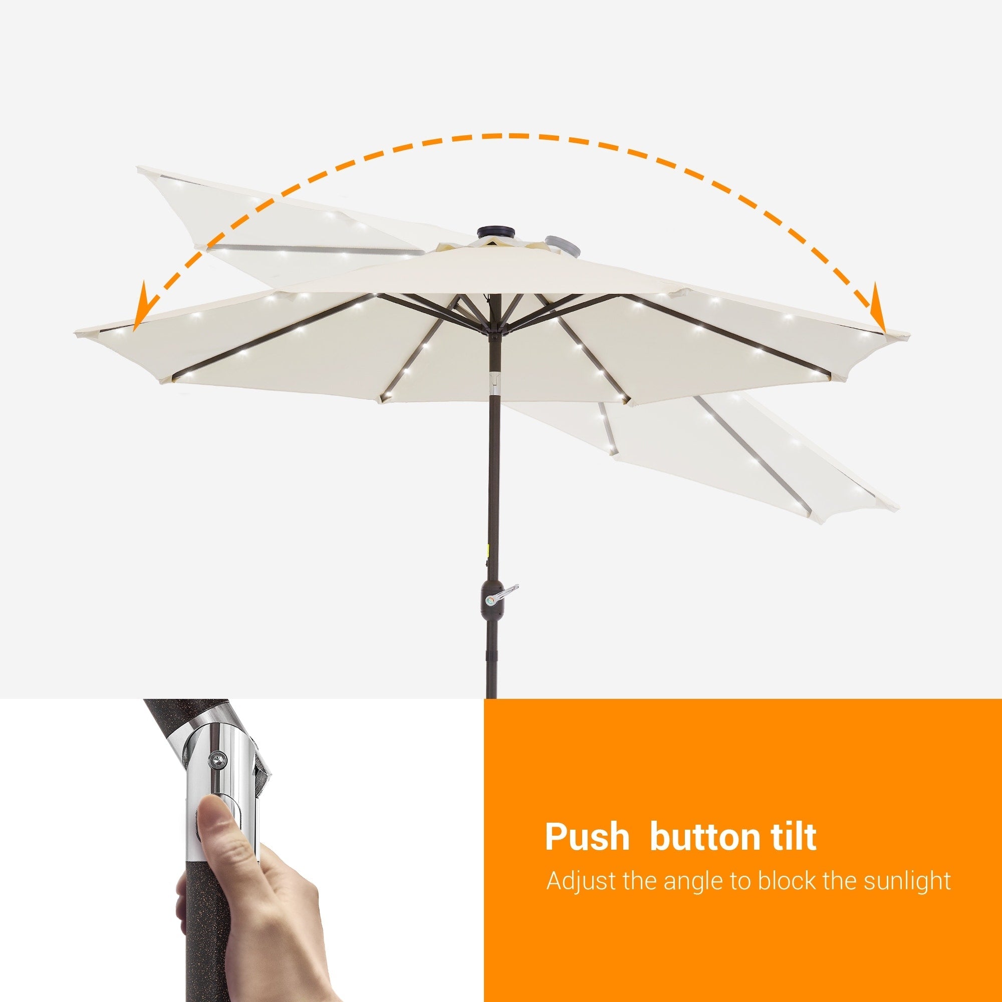 BONOSUKI LED Patio 9Ft Market Umbrella,Outside Deck Table Umbrella