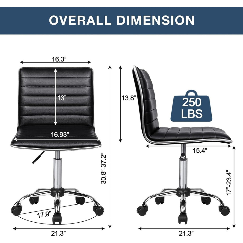 Chaise de bureau réglable Bossin, chaise de travail pivotante à dossier moyen sans accoudoirs, chaise de coiffeuse pour petit espace, maquillage de salon