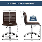 Chaise de bureau réglable Bossin, chaise de travail pivotante à dossier moyen sans accoudoirs, chaise de coiffeuse pour petit espace, maquillage de salon