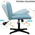 Chaise de bureau BOSSIN Criss Cross sans accoudoirs, sans roulettes, chaise de vanité pivotante moderne rembourrée en tissu