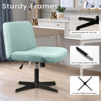 Chaise de bureau BOSSIN Criss Cross sans accoudoirs, sans roulettes, chaise de vanité pivotante moderne rembourrée en tissu