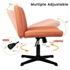 Chaise de bureau BOSSIN Criss Cross sans accoudoirs, sans roulettes, chaise de vanité pivotante moderne rembourrée en tissu